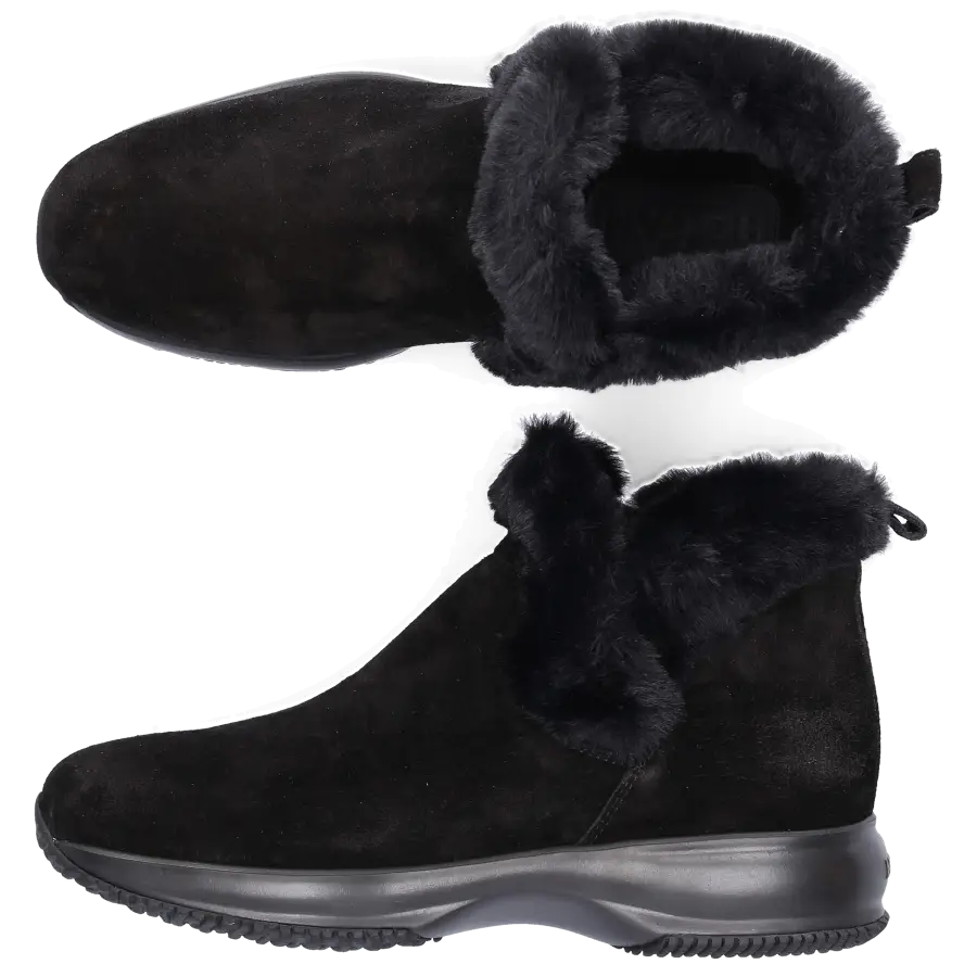 Hogan - Stiefeletten INTERACTIVE SLIPON Veloursleder Fellschaft schwarz - schwarz