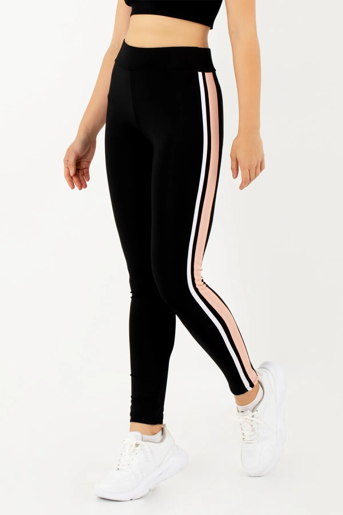 Doremi  Schwarze Active Sportive Doppelstreifen-Strumpfhose für Damen