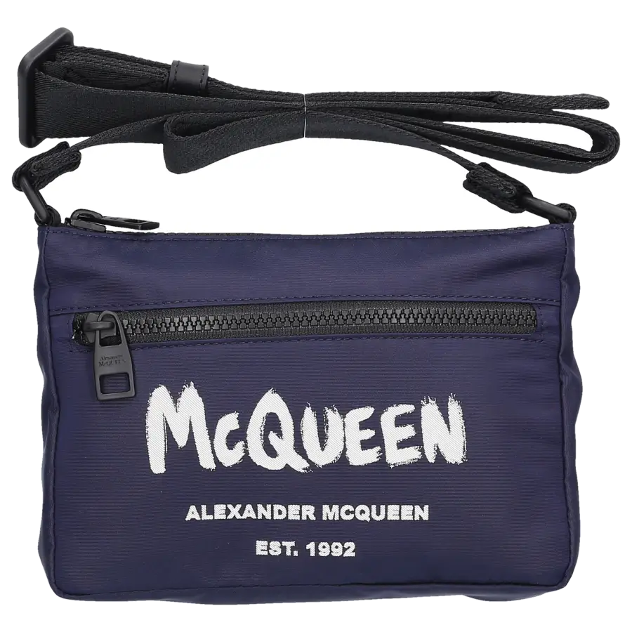 Alexander McQueen - Schultertasche GRAFFITI Nylon - blau