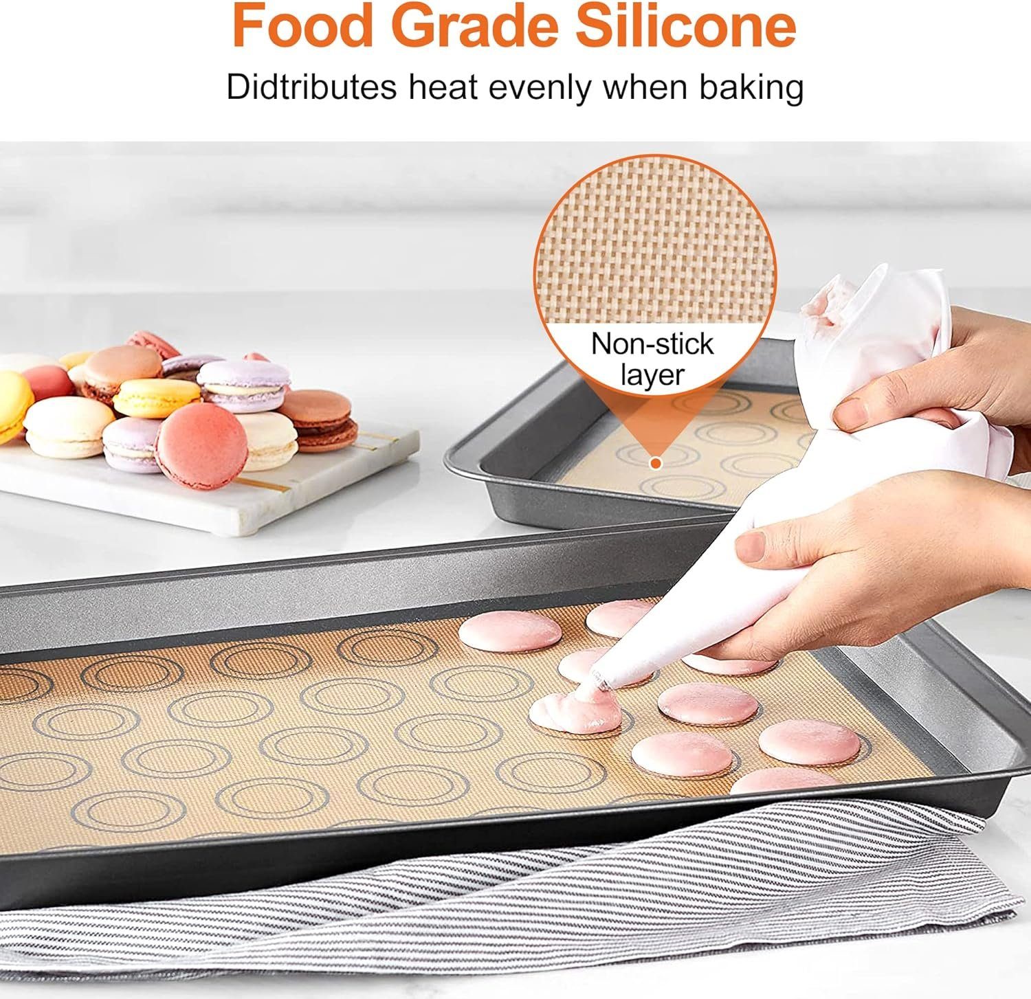 Runxizhou Topflappen Backmatte, 2er Set Silikon Macarons Backmatte, (2-tlg)