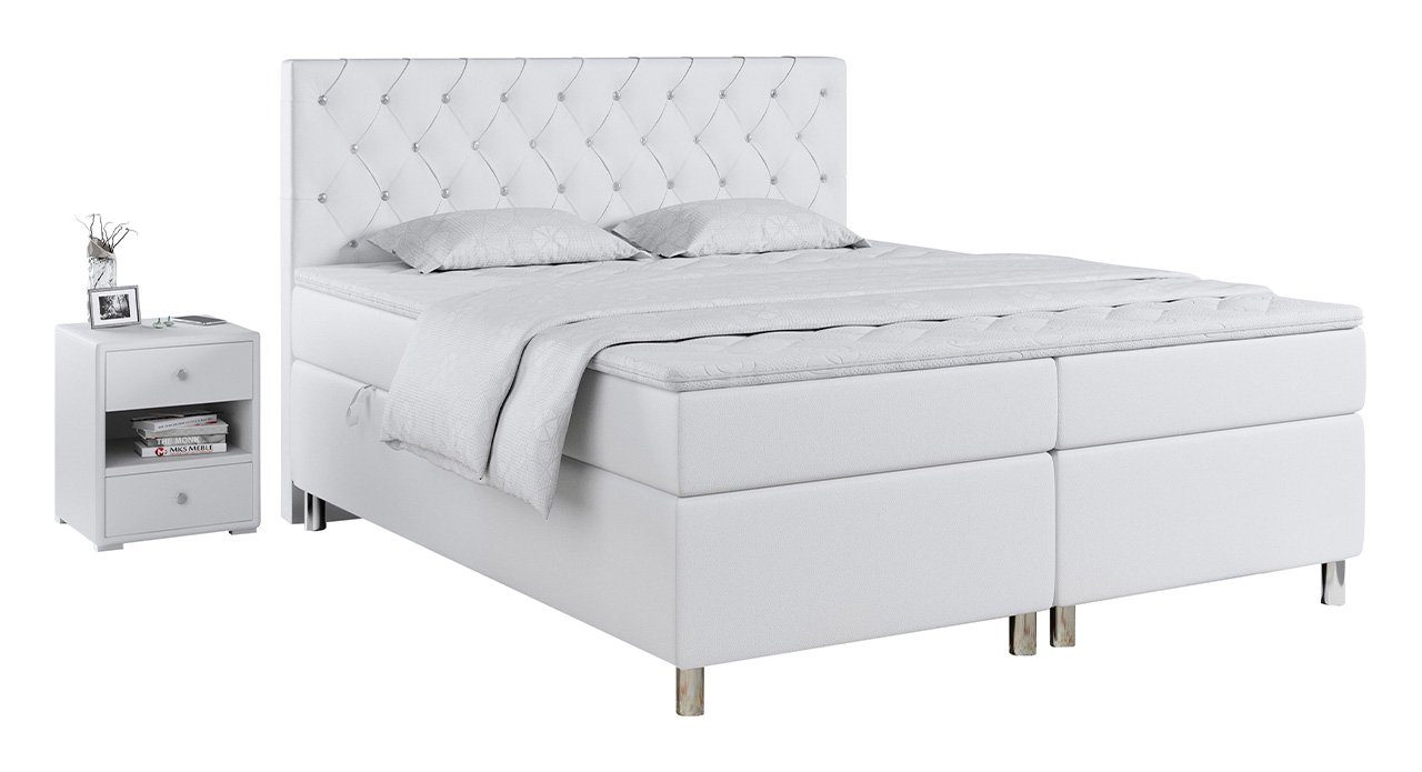 MKS MÖBEL Boxspringbett ROMA, mit Bettkasten, Doppelbett mit Multipocket-Matratze und Topper
