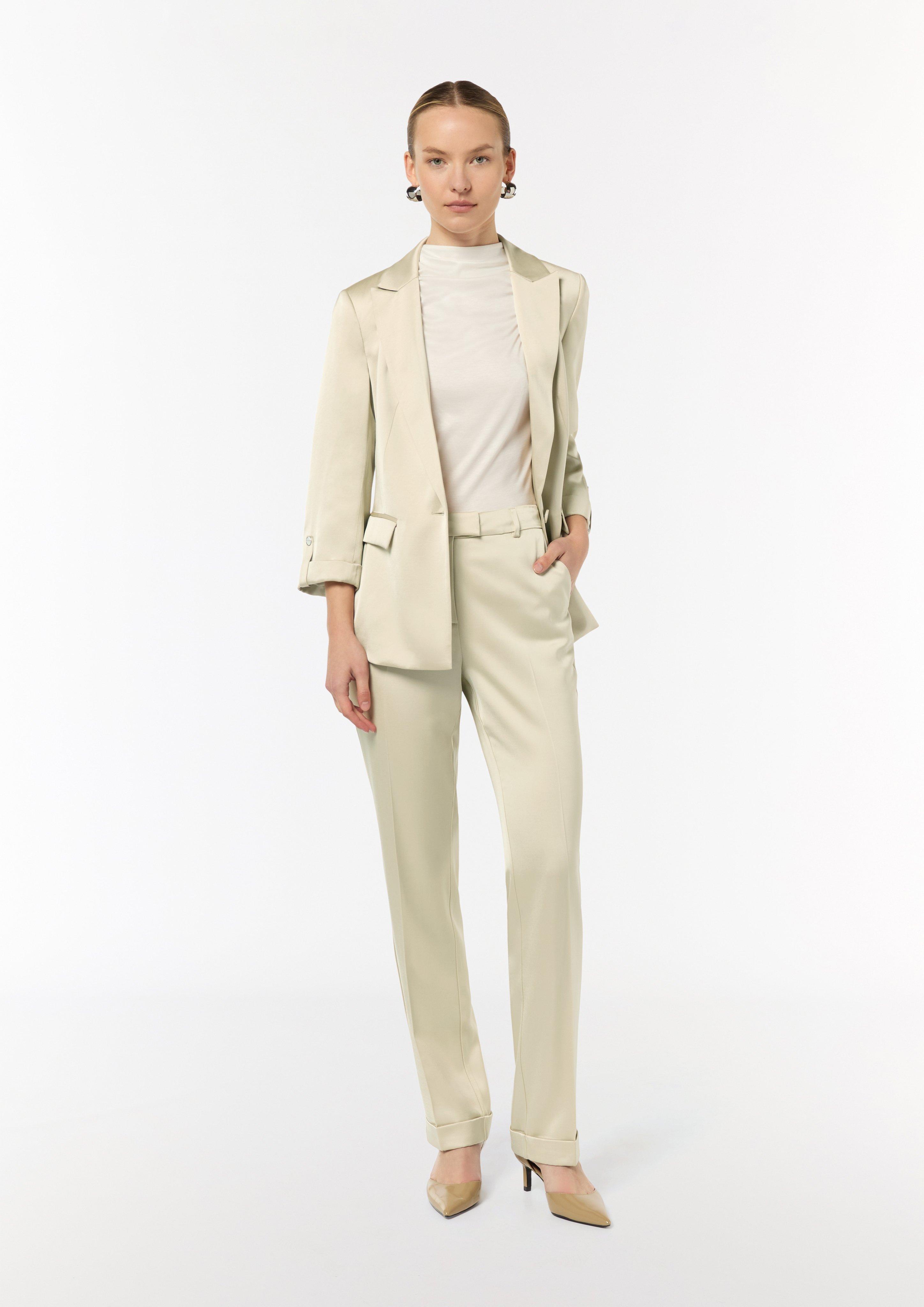 Regular: Satinhose mit geradem Bein - beige
