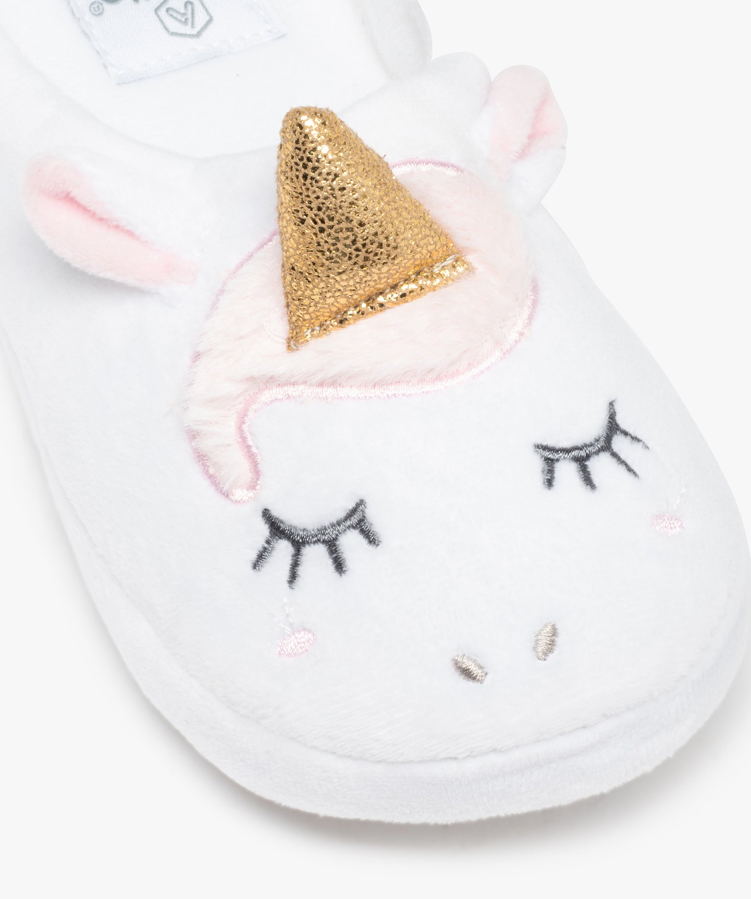 Chaussons fille mules en forme de licorne détails pailletés beige | GEMO