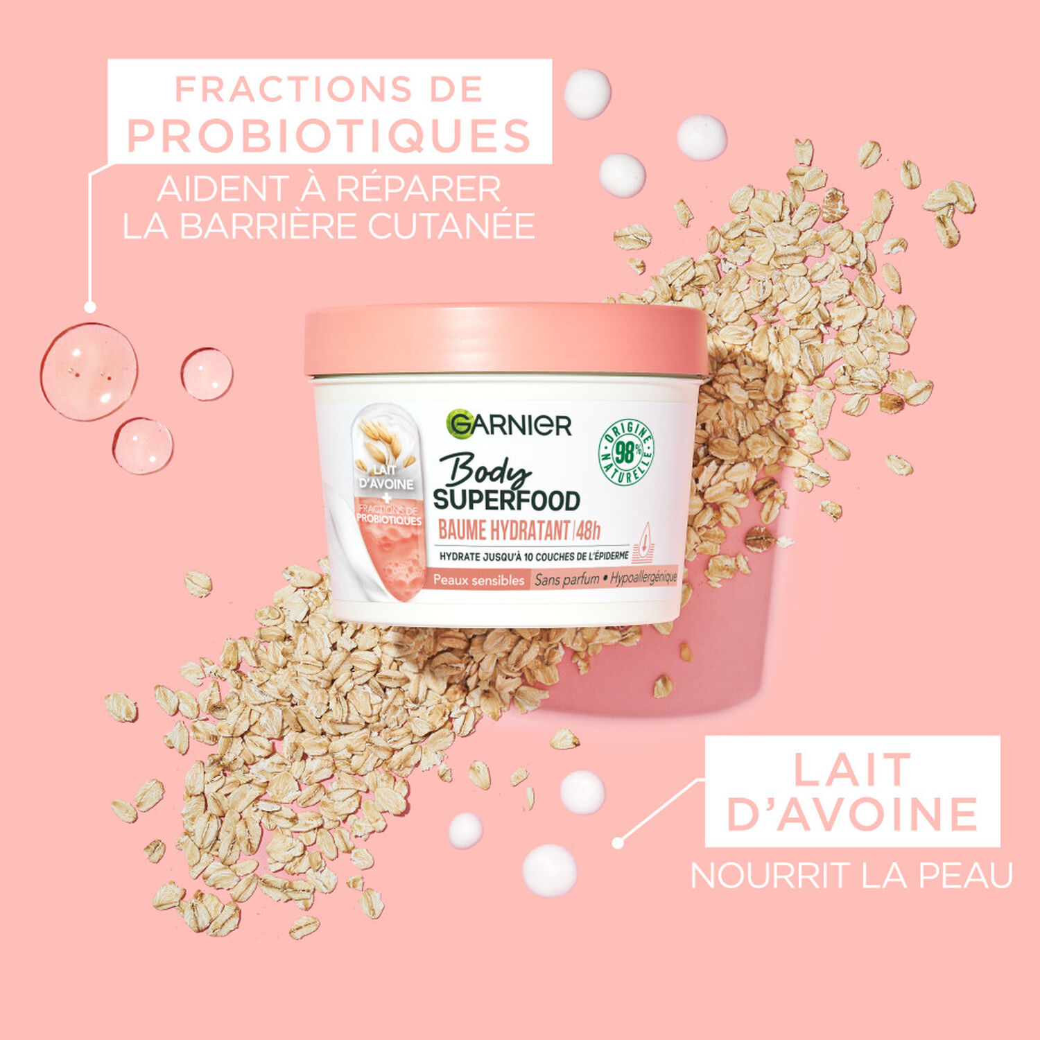 Garnier Body Superfood Baume hydratant Lait d'Avoine et Probiotiques