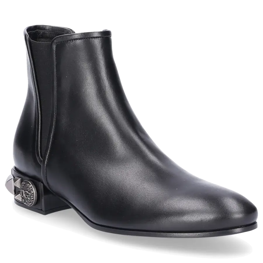 Dolce & Gabbana - Chelsea Boots NAPOLI Nappaleder Logo Nieten schwarz - schwarz