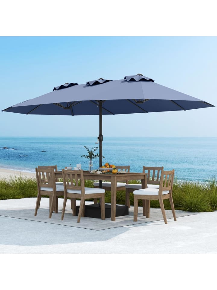 COSTWAY Doppelsonnenschirm mit Ständer 443 x 263 cm in Dunkelblau günstig kaufen onesize