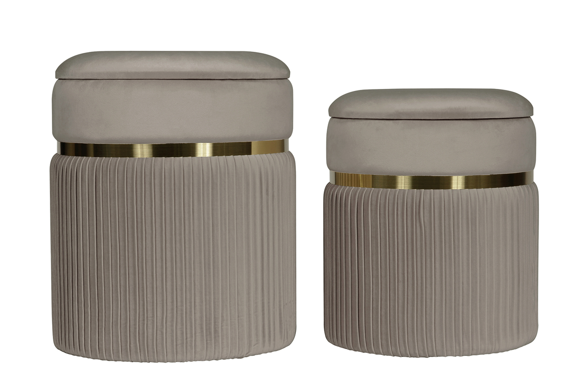 Kayoom Hocker Zora 325 2er-Set Taupe / Gold