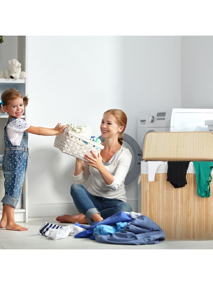 relaxdays Wäschekorb in Weiß - (B)62,5 x (H)62 x (T)42,5 cm günstig kaufen onesize