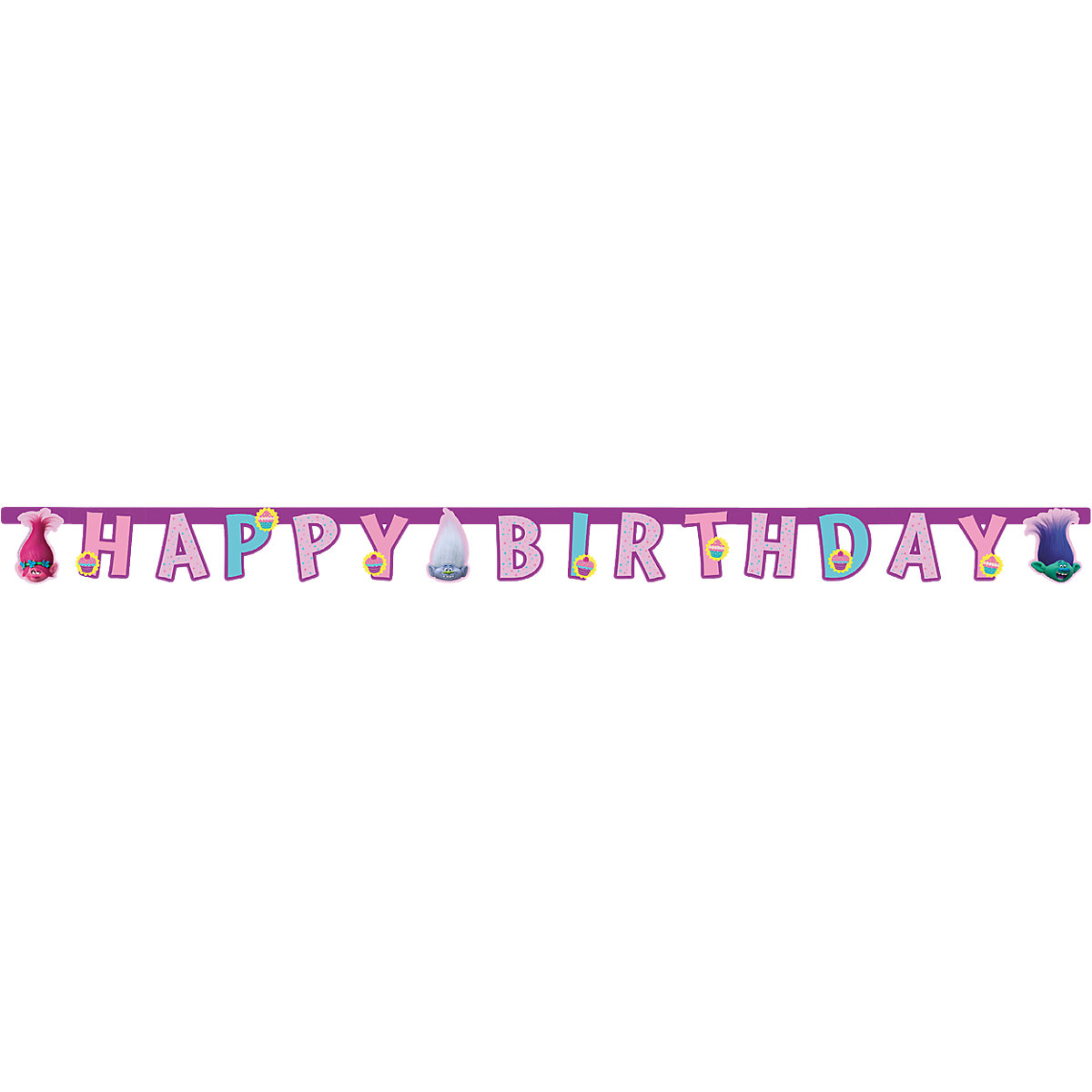 Happy Birthday Girlande Trolls, 2 m