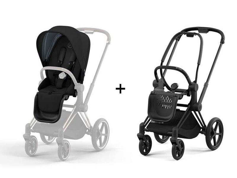 Poussette PRIAM 4 châssis Matt Black habillage Deep black