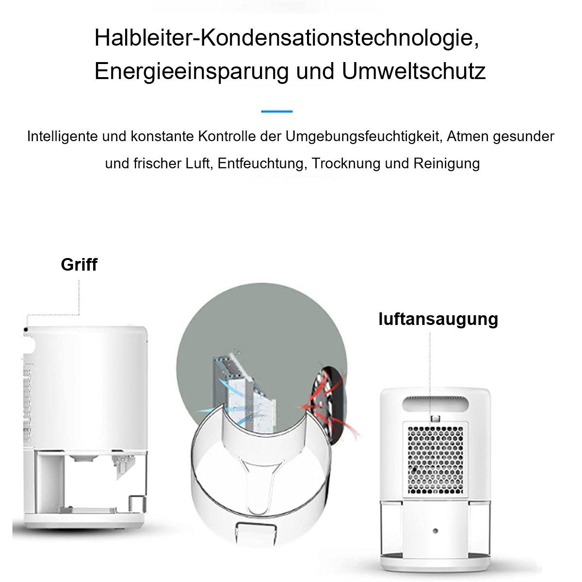 Yoyaxi Luftentfeuchter Leiser tragbarer Luftentfeuchter für Zuhause, Effektiver Feuchtigkeitsabbau und Luftreinigung