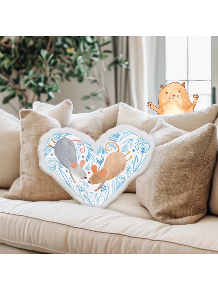 Mr. & Mrs. Panda Kissen Kuscheltier Mäuse Herz ohne Spruch in Weiß günstig kaufen