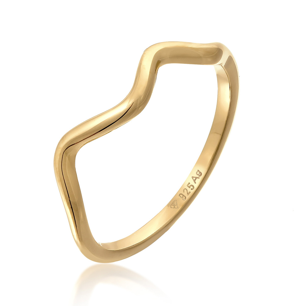 Elli Elli Bague Femmes Vagues Minimaliste Géo Tendance en Argent Sterling 925 Bague