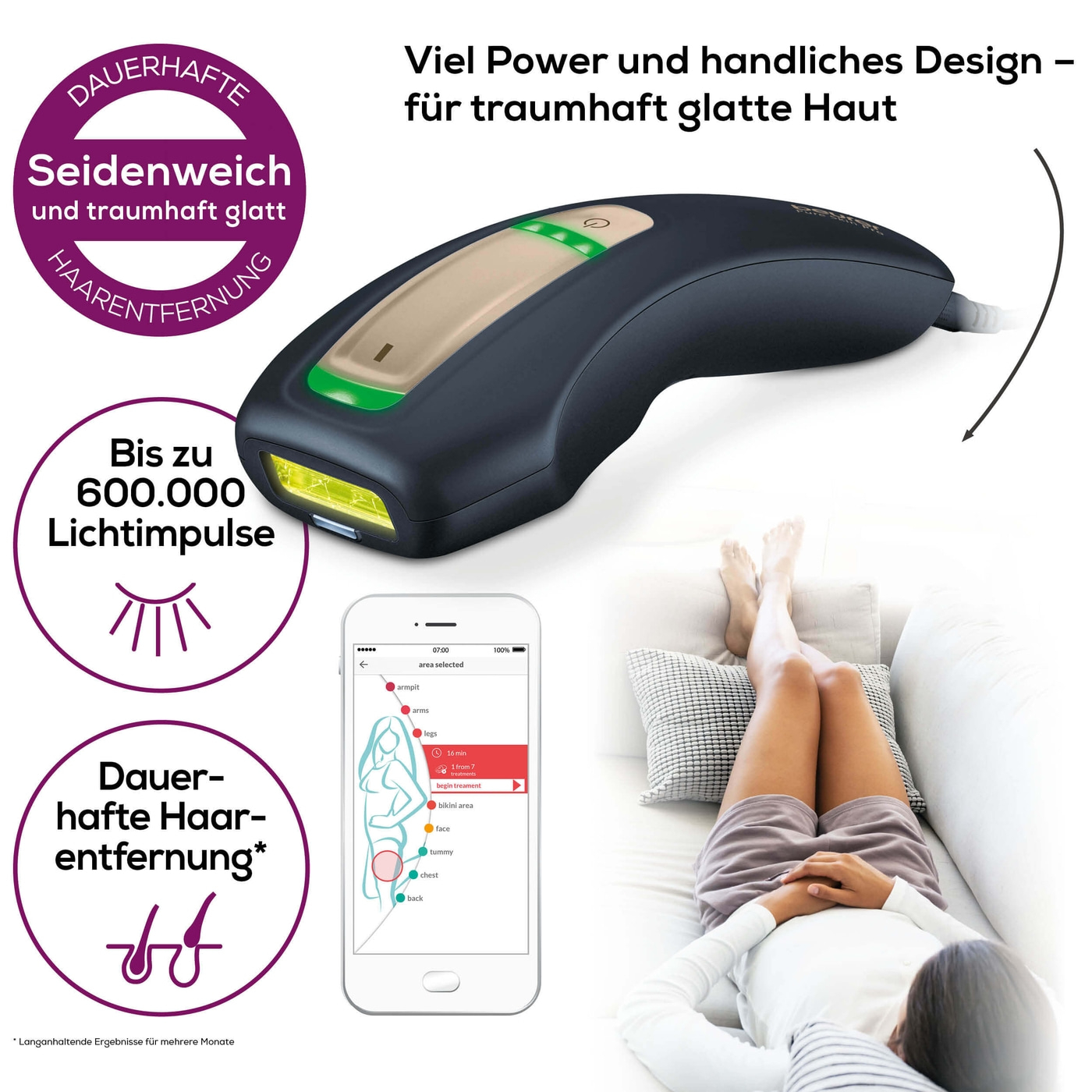 Beurer dauerhafte Haarentfernung IPL Pure Skin Pro Black-Dauerhafte Haarentfernung mit dem handlichen IPL-Kompaktgerät