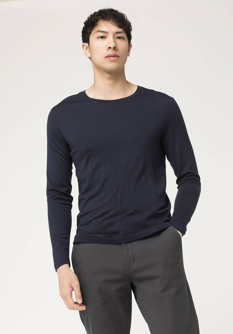 Langarmshirt aus reiner Bio-Merinowolle