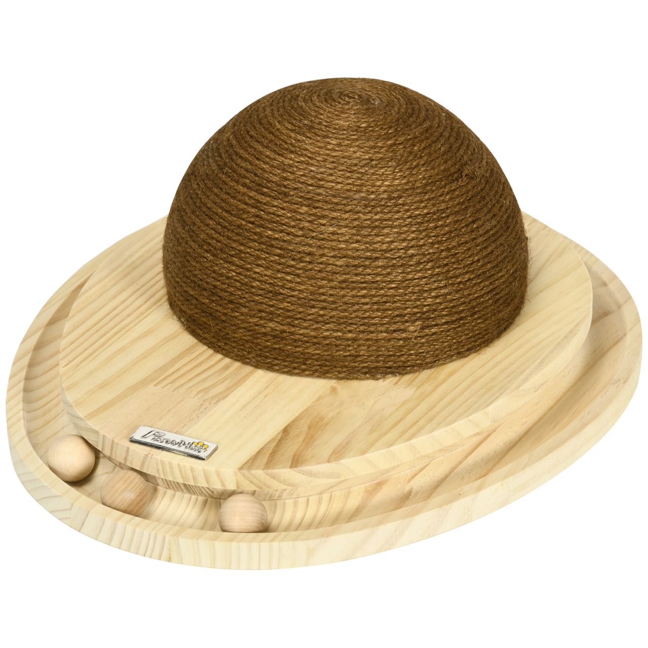 PawHut Interaktives Katzenspielzeug, 2-in-1-Design, Kratzspielzeug, Kiefernholz