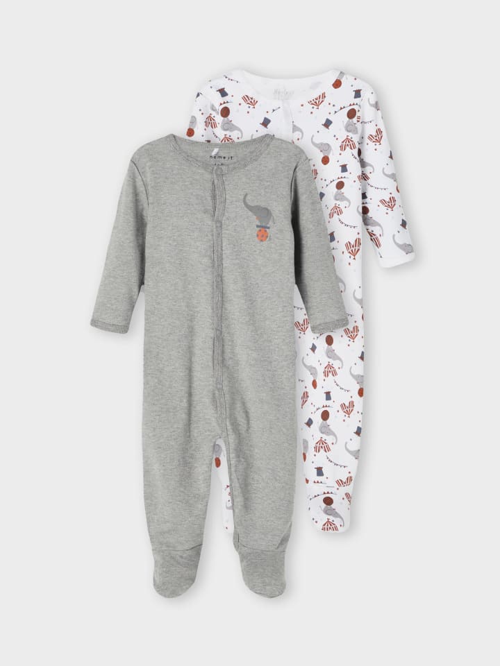 name it 2er Pack Unisex Schlafstrampler mit Fuß Elefant in Grau günstig kaufen