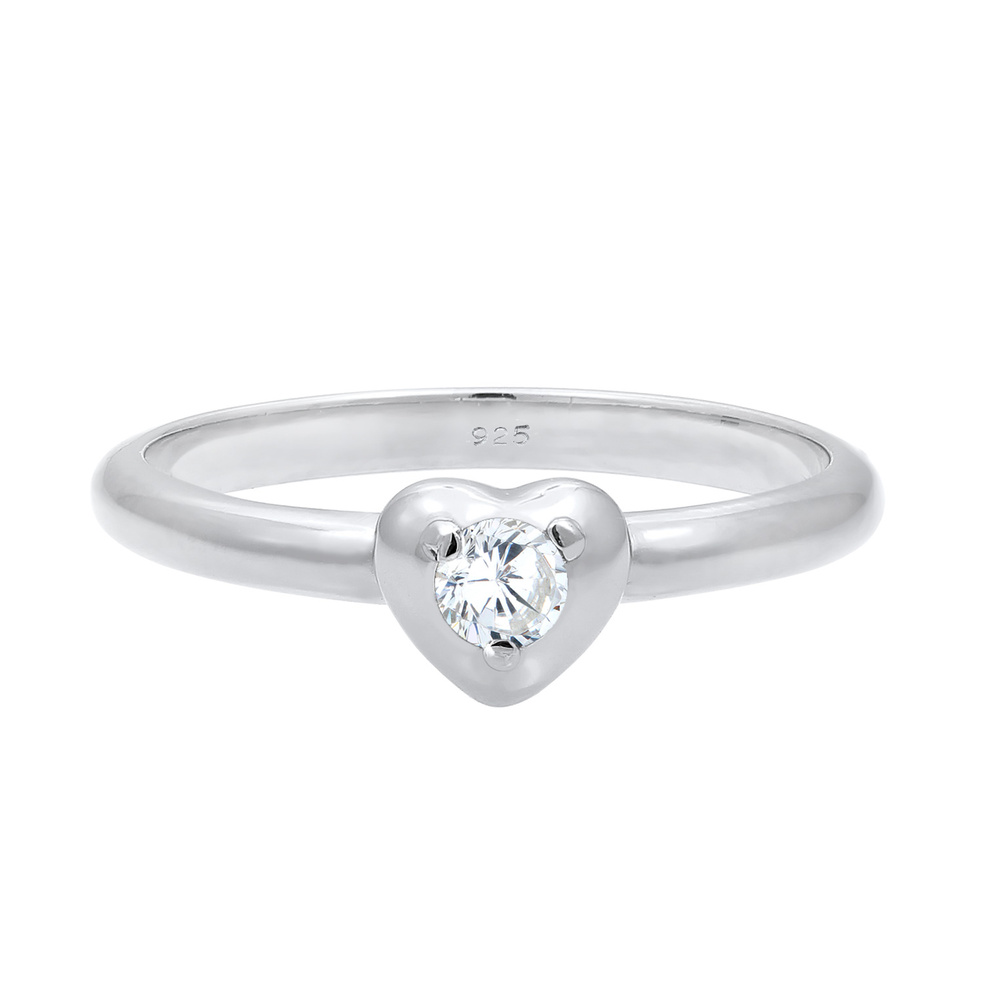 Elli Elli Bague Coeur avec des Cristaux de Zircone Minimal Bague Femme - (925/1000) Ar Bague