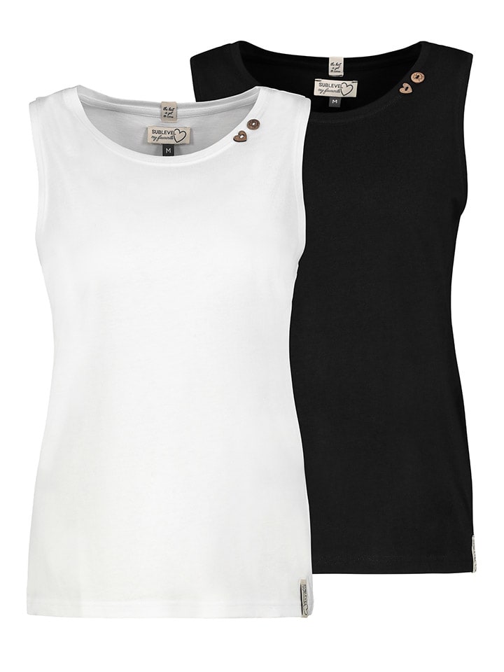 Sublevel 2er-Set: Tops in Weiß/ Schwarz günstig kaufen