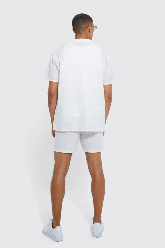 Kurzärmliges kariertes Oversize Hemd & Shorts
