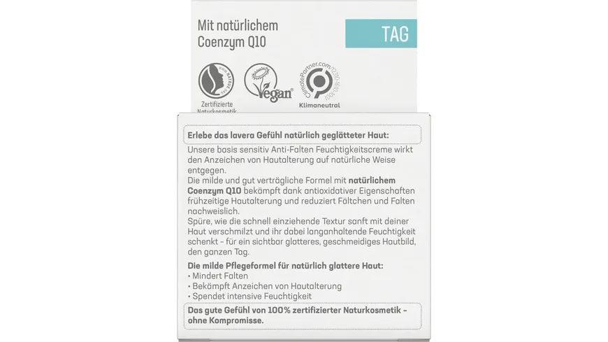lavera BASIS SENSITIV Anti-Falten Feuchtigkeitscreme Q10 50 ml