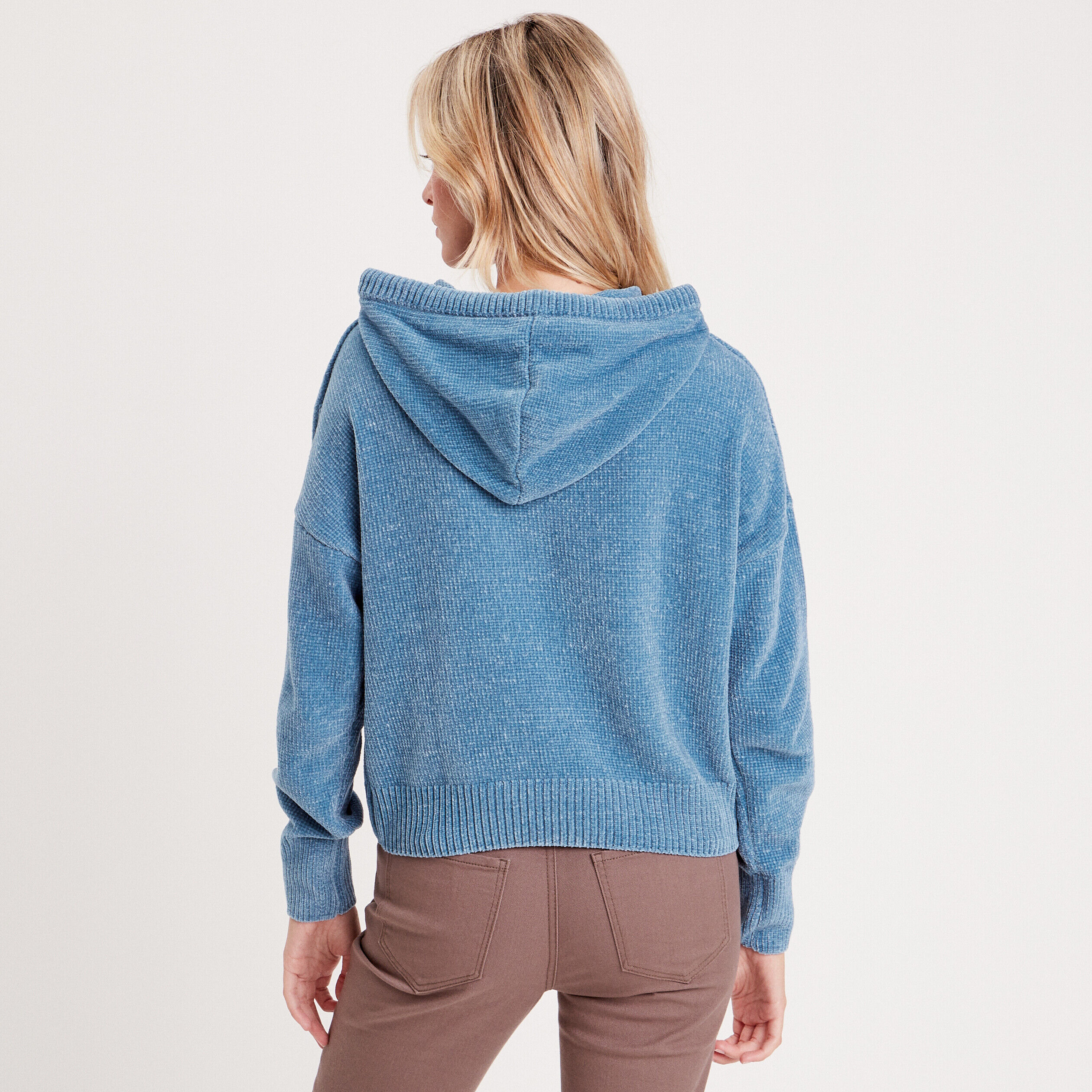 Pull à capuche bleu clair femme | Cache Cache