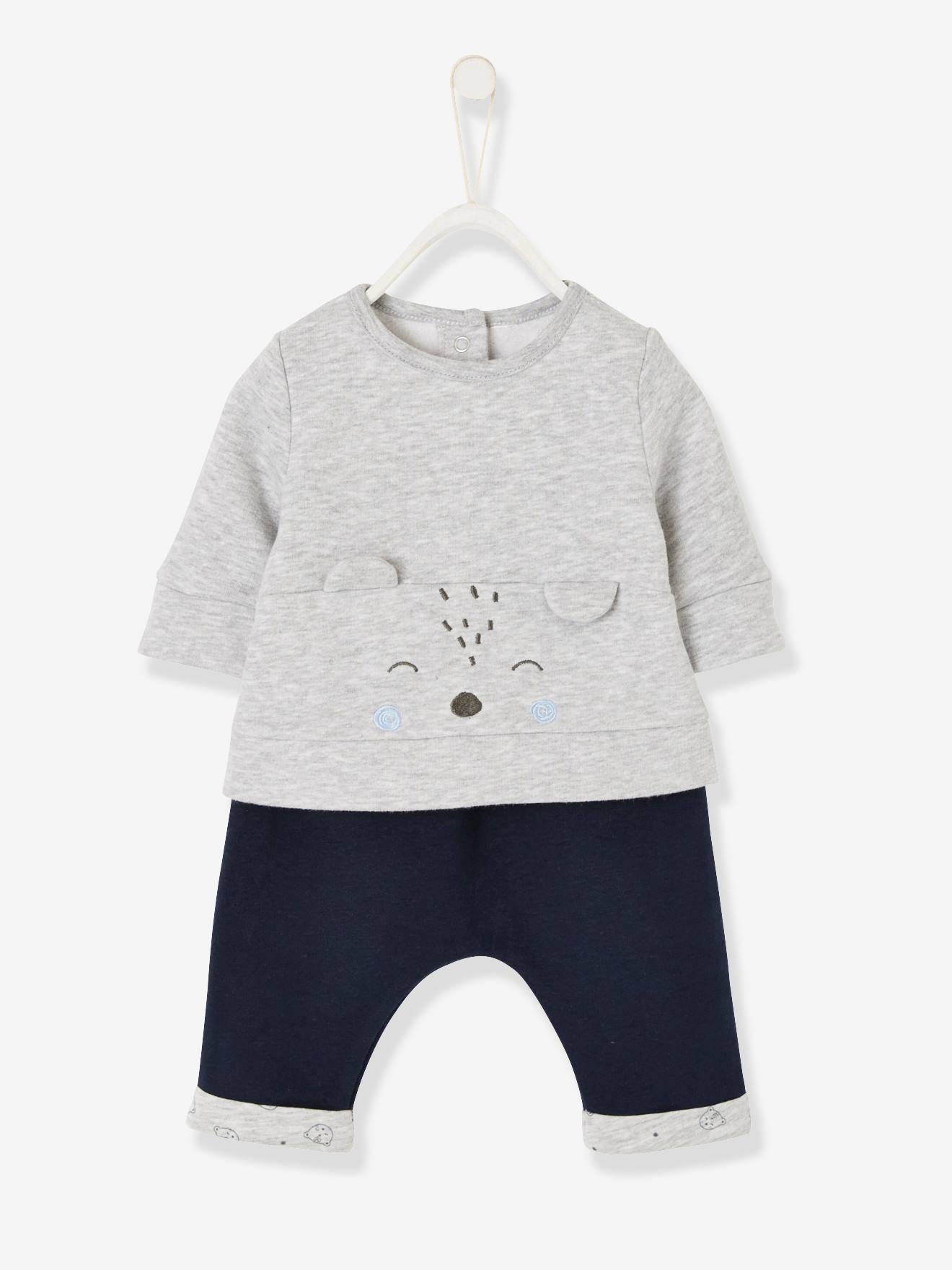 Ensemble bébé naissance sweat frimousse + pantalon personnalisable encre