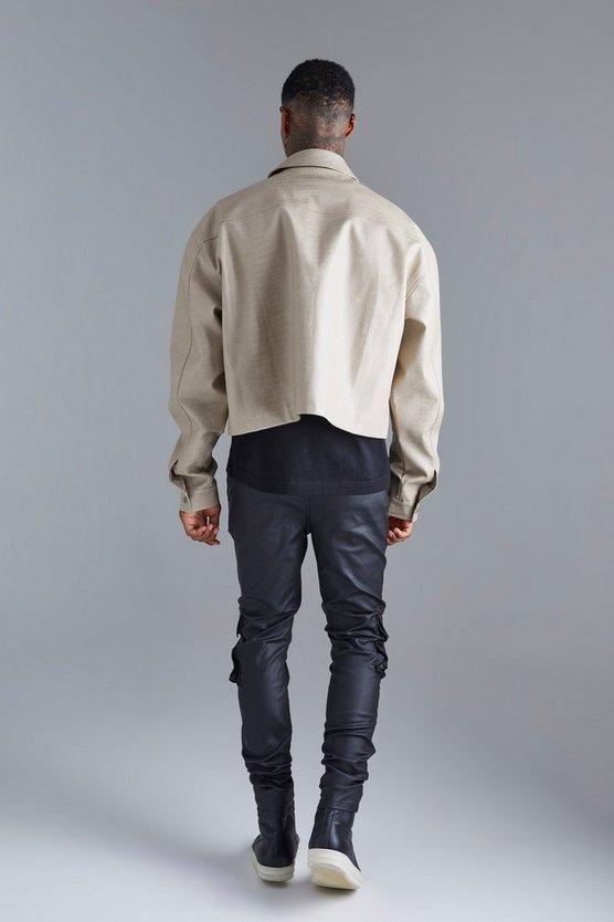 Kastige Kroko PU Harrington-Jacke