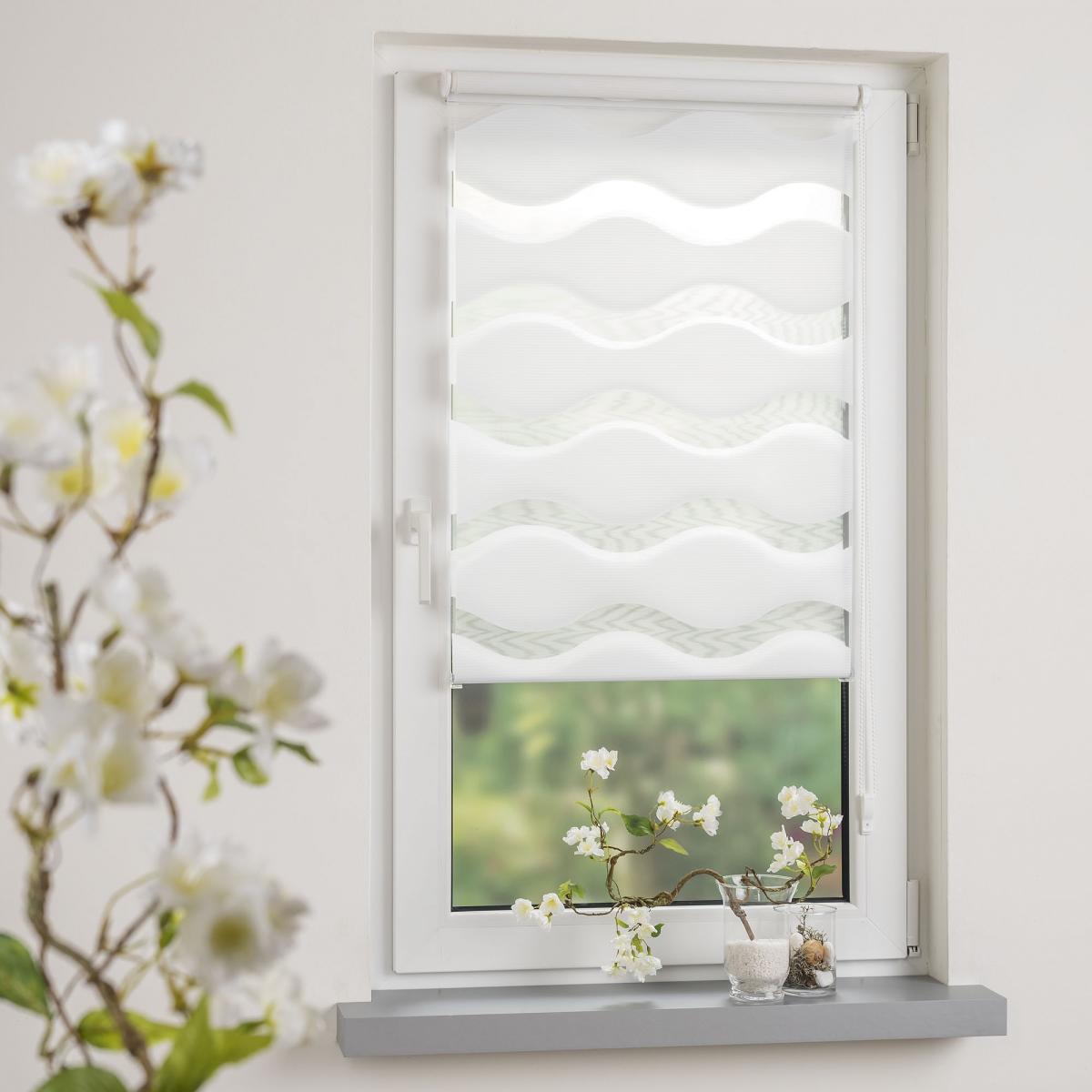 Bella Casa Klemmfix Duo-Rollo 120 x 150 cm 'wave' weiß