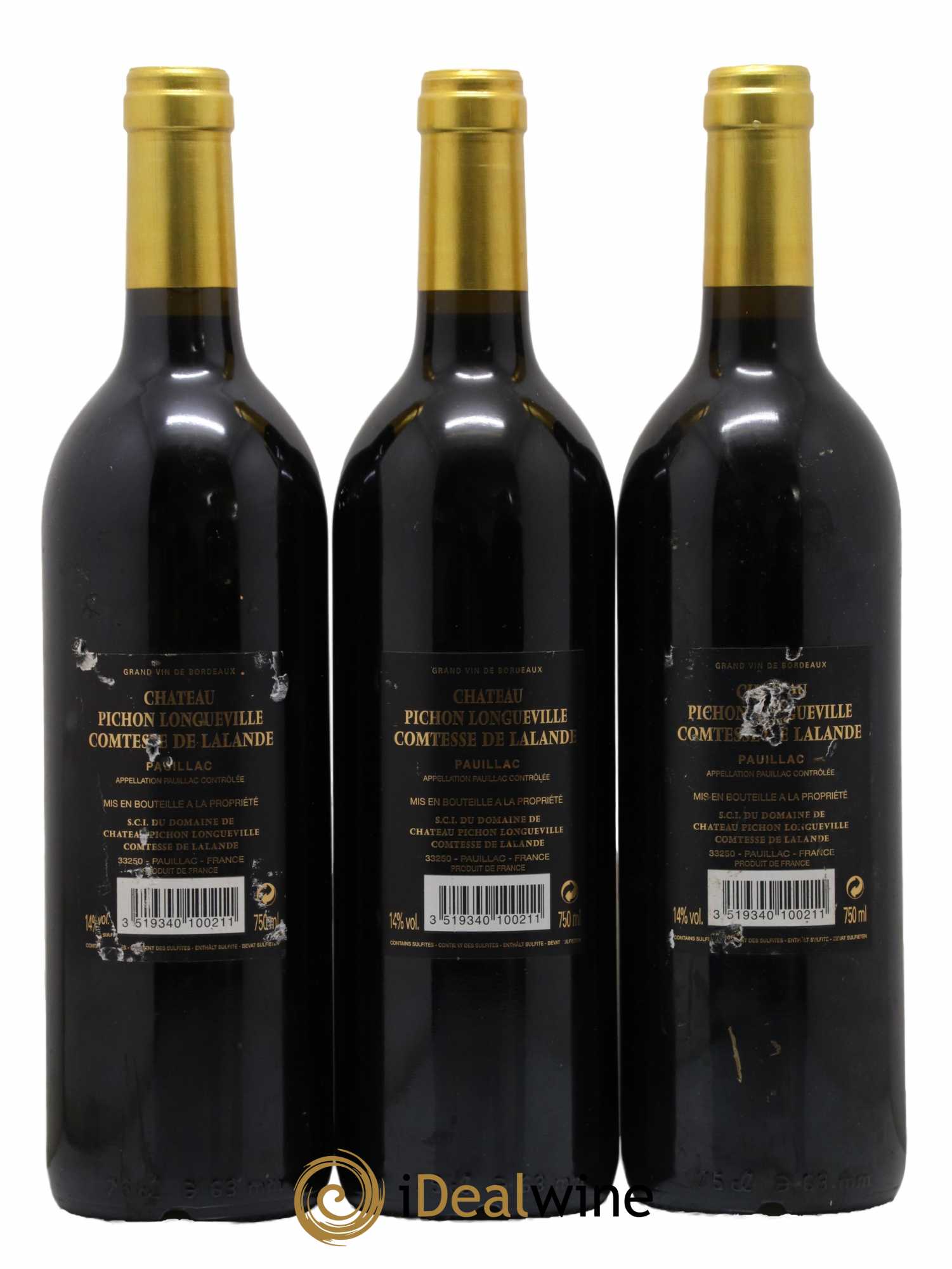 Château Pichon Longueville Comtesse de Lalande 2ème Grand Cru Classé  2010 - Lot de 3 Bouteilles