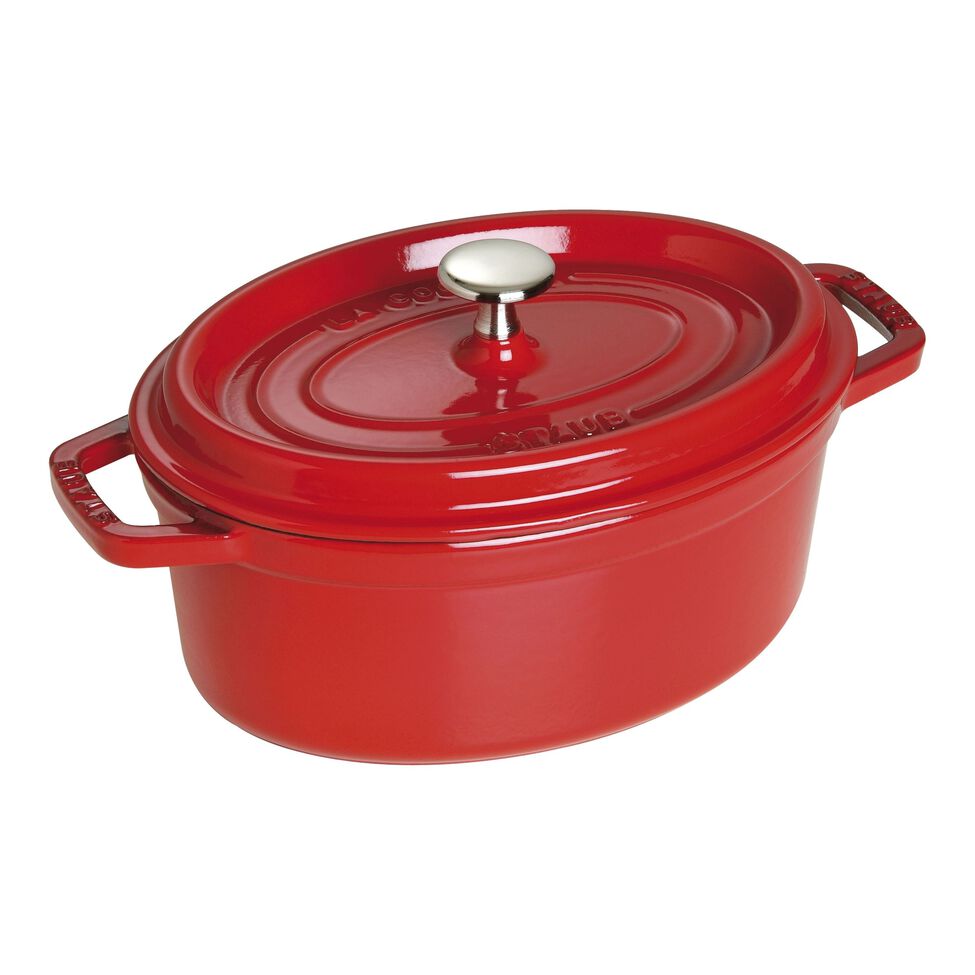 Cocotte 23 cm, oval, Kirsch-Rot, Gusseisen