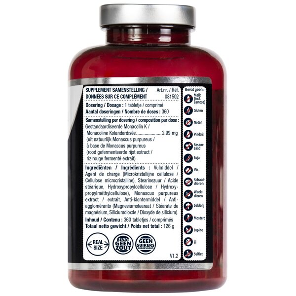 Comprimés de levure de riz rouge Lucovitaal, 360 unités