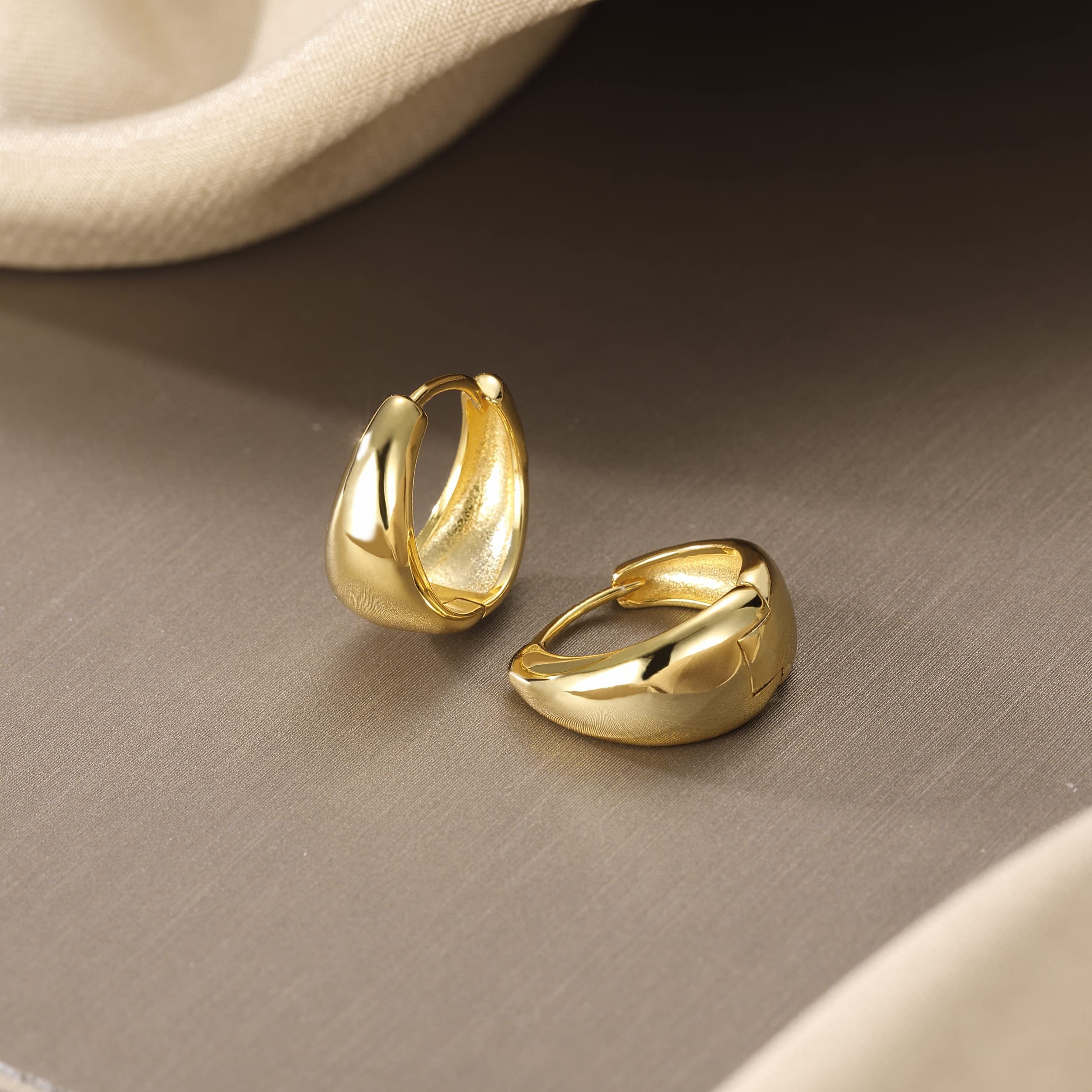 POCHUMIDUU Paar Ohrhänger 925 Silber Pin Drop Ohrringe (2-tlg., Drop Hoop Ohrringe Gold Chunky Hoop Ohrringe), für Frauen Teenager Mädchen