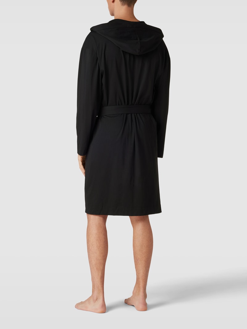 Bademantel mit Label-Print Modell 'Unite' in schwarz