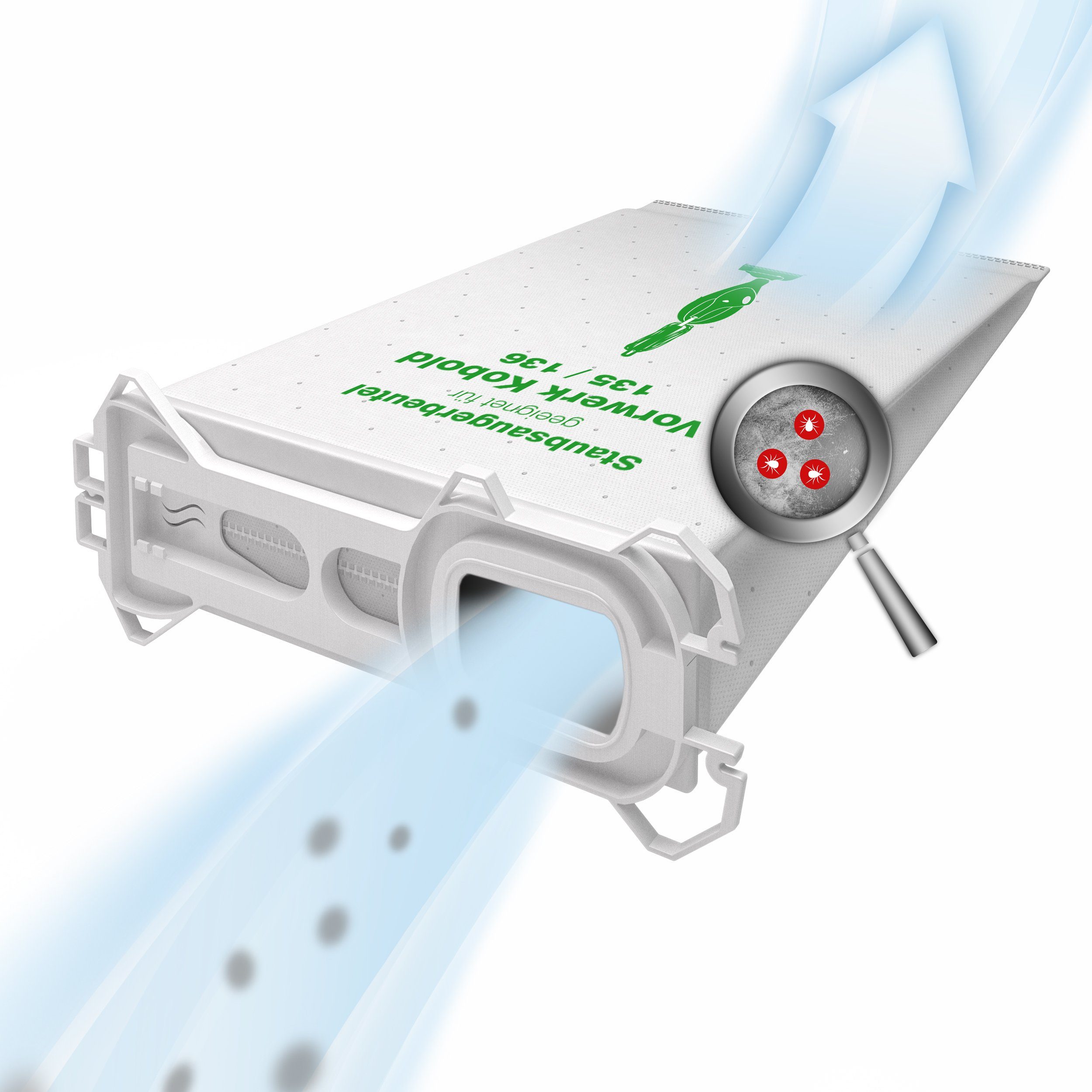 McFilter Staubsaugerbeutel (12 Stück), passend für Vorwerk Kobold 135, 136, 135SC, VK 135 und VK 136, 12 St., 5-lagiger Staubbeutel aus Vlies, mit Hygieneverschluss