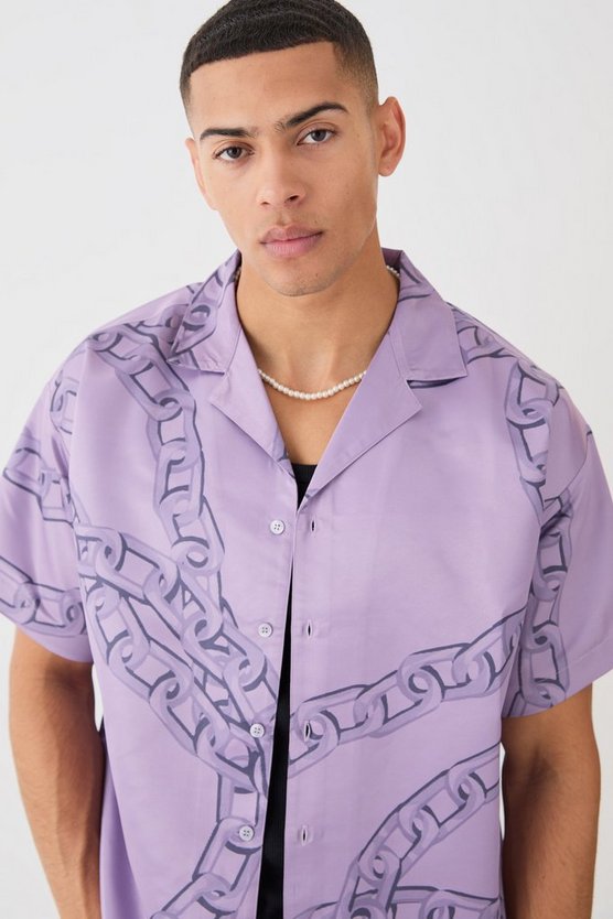 Kastiges Satin-Hemd mit Kette