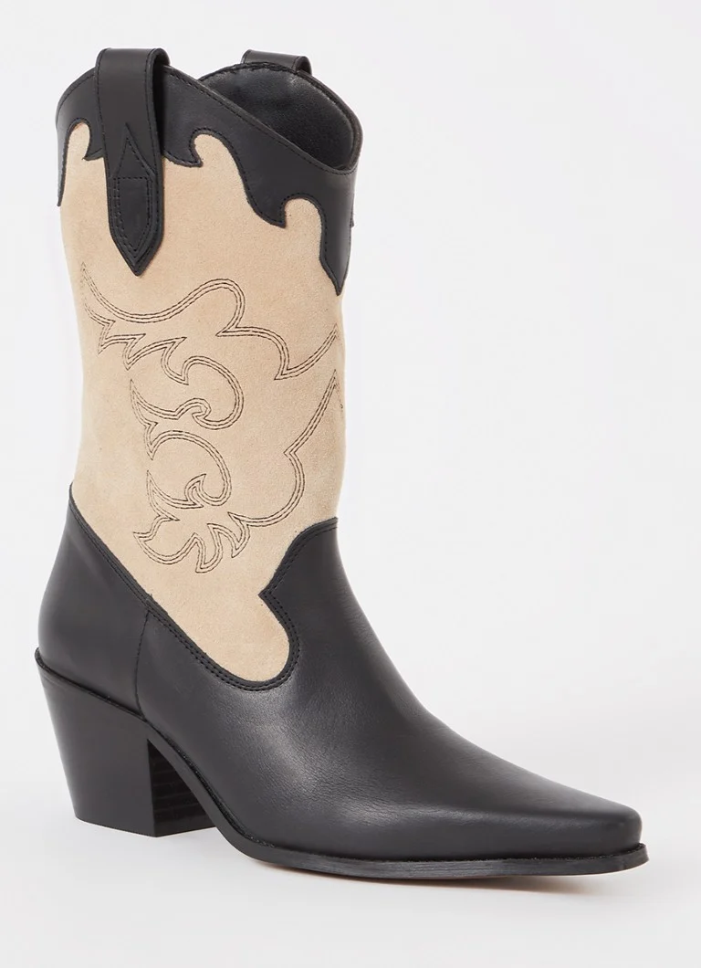Dune London  Prickly cowboylaars van suède met leren details