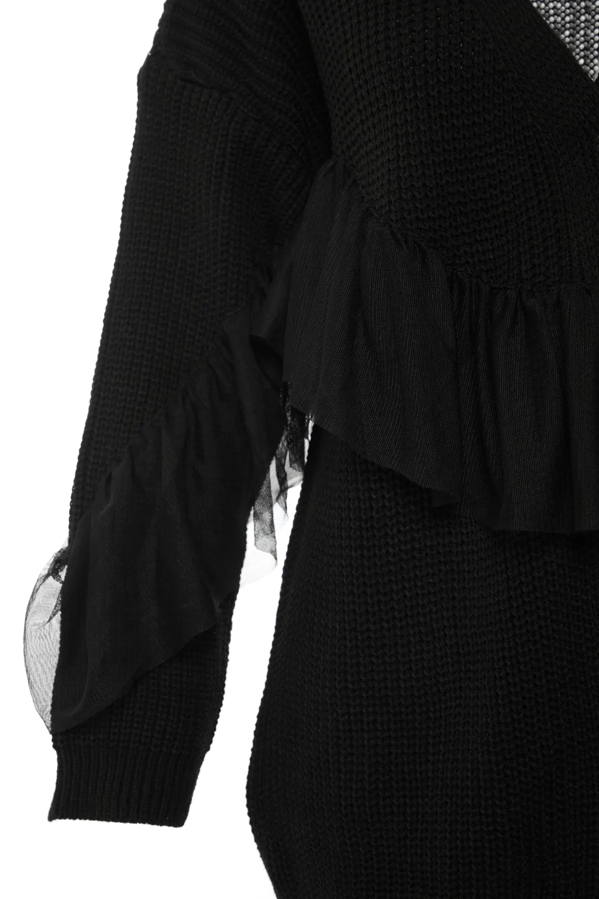 Trendyol Collection  Schwarzer Tüll-Strick-Cardigan TWOAW20FV0048