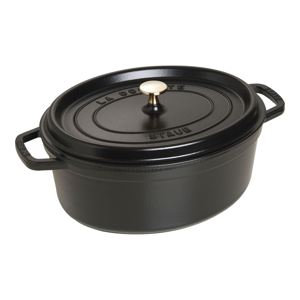 Cocotte 31 cm, oval, Schwarz, Gusseisen