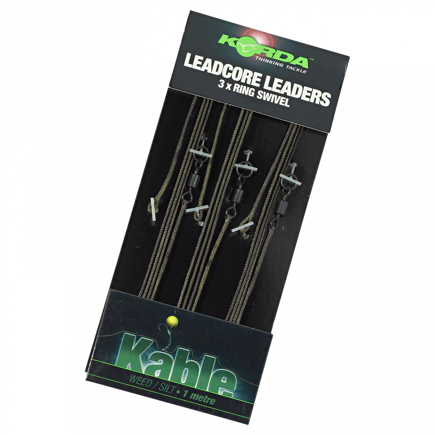 Korda Ring Swivel Leadcore Leader (weed/silt/grün)