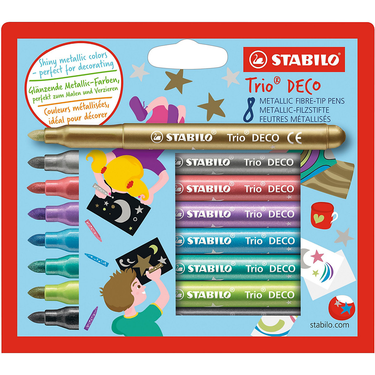 Metallic-Filzstifte Trio DECO, 8 Farben