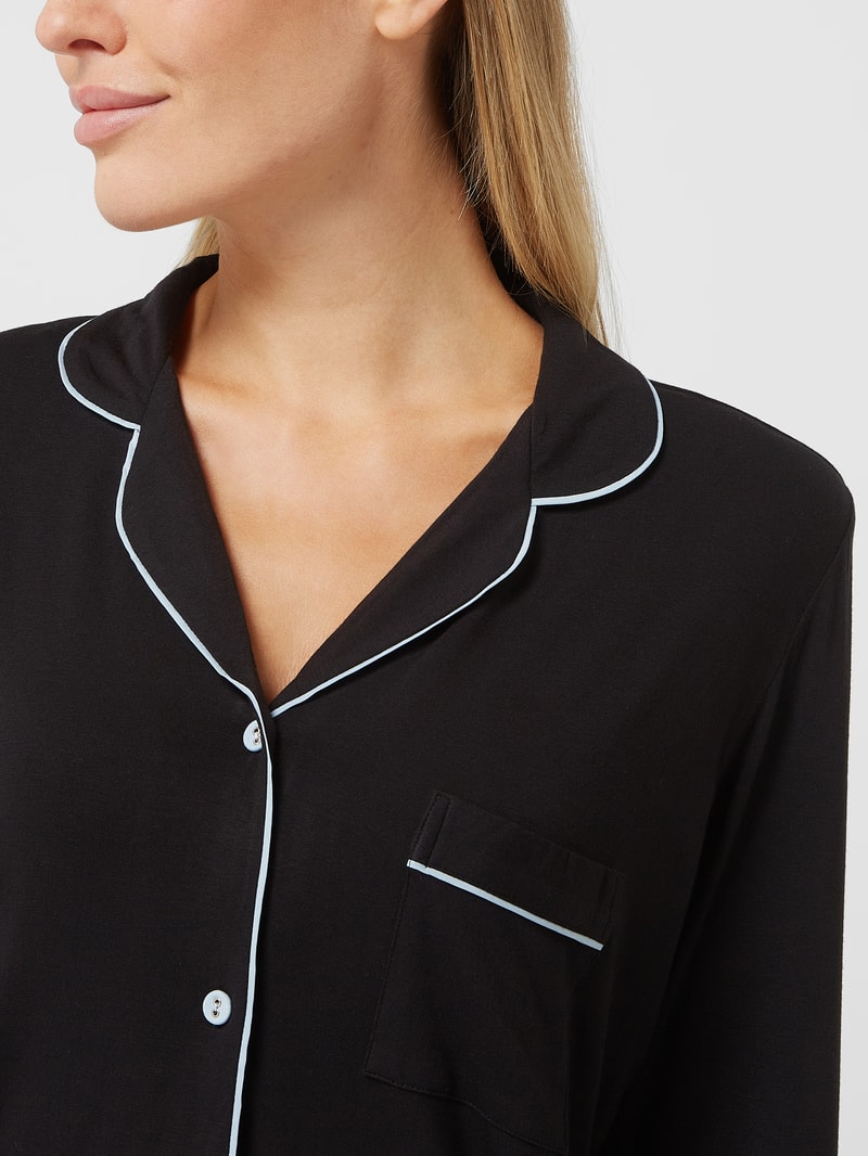 Pyjama-Oberteil aus Modal-Elasthan-Mix Modell 'Beth' in schwarz
