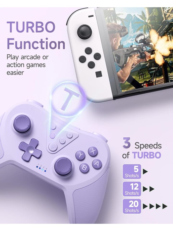COFI 1453 Bluetooth Controller, Switch Controller mit 6-Axis Motion in Lila günstig kaufen 1
