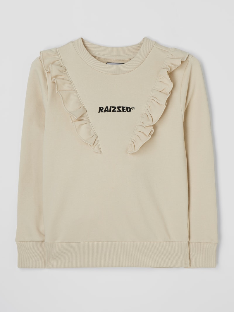 Sweatshirt mit Logo-Stickerei Modell 'Misurina' in ecru