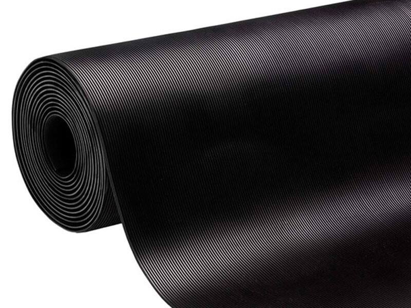 Gummiläufer etm Schwarz SBR-Gummi Fein gerippt 1800 x 5000 mm