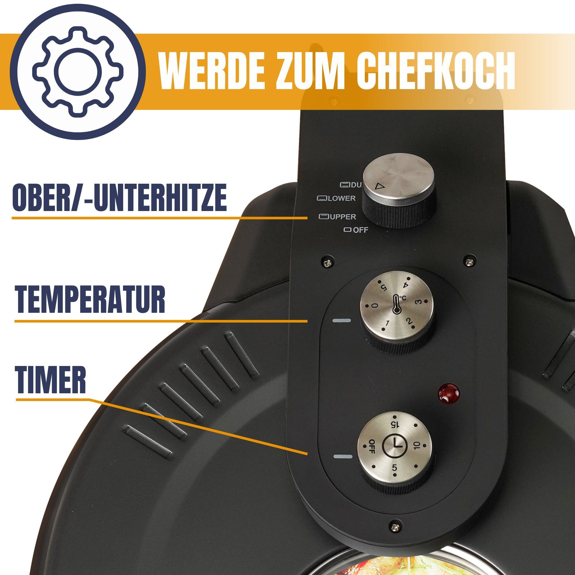 Sommertal Pizzaofen Sommertal PizzaProfi XXL Pizzaofen, 39cm Pizzastein, mit Pfanneneinsatz, 2x Pizzaschieber, Pizzaschneider, Steinplatte