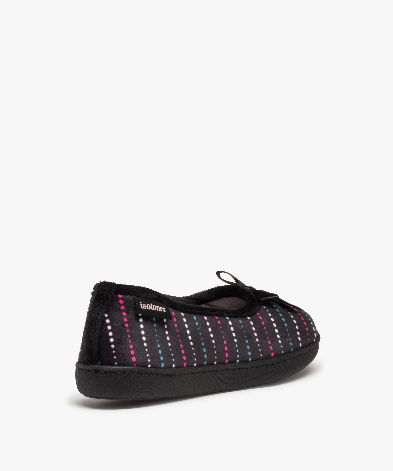 Chaussons femme ballerines en velours à pois - Isotoner noir | GEMO