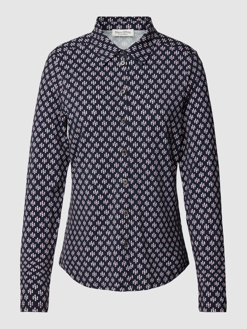 Bluse mit Allover-Muster in marineblau