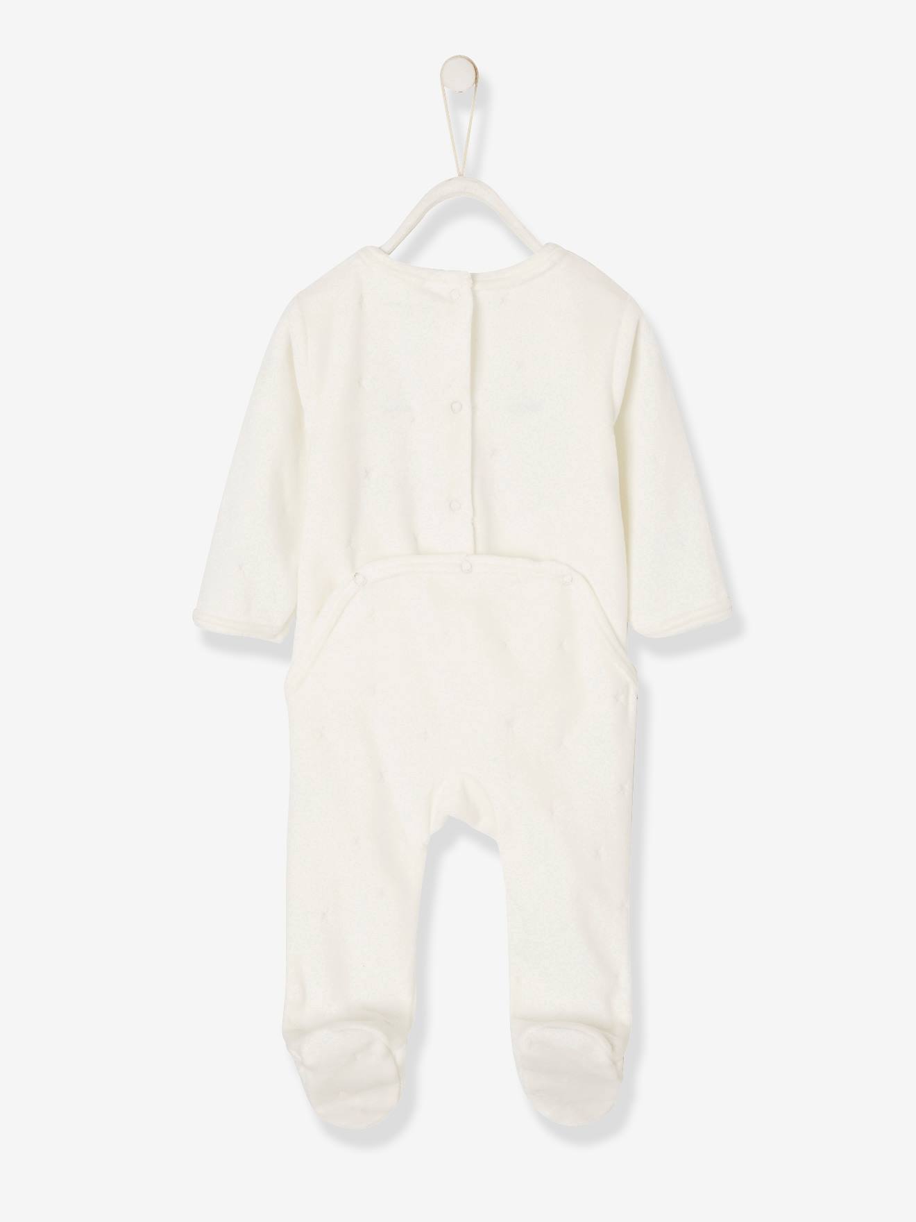 Pyjama bébé en velours ouverture pressionnée dos ivoire