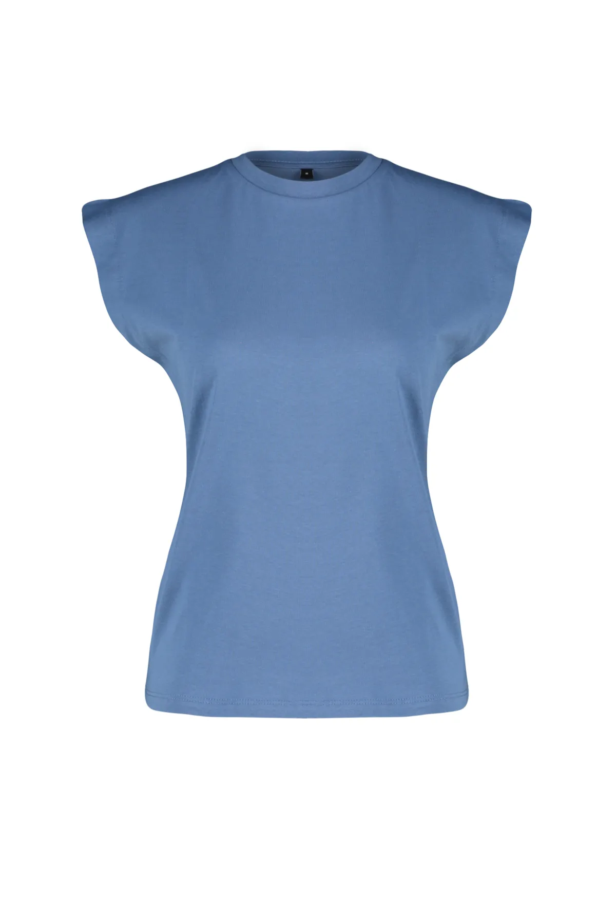 Trendyol Collection  Indigo*001 Basic-Strick-T-Shirt mit Rundhalsausschnitt aus 100 % Baumwollwatte TWOSS20TS0021